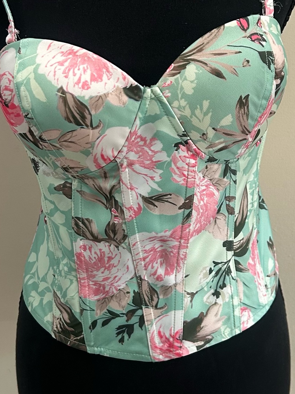 JLUXLABEL MINT FLORAL IVANA BUSTIER TOP - Picture 3 of 4